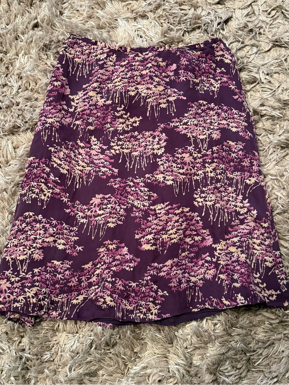 Purple Floral Silk Mini Skirt